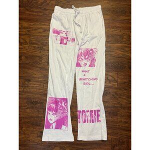 NWT Junji Ito " Tomie " Pants LARGE White Cotton Wide Leg Anime Cruncyroll